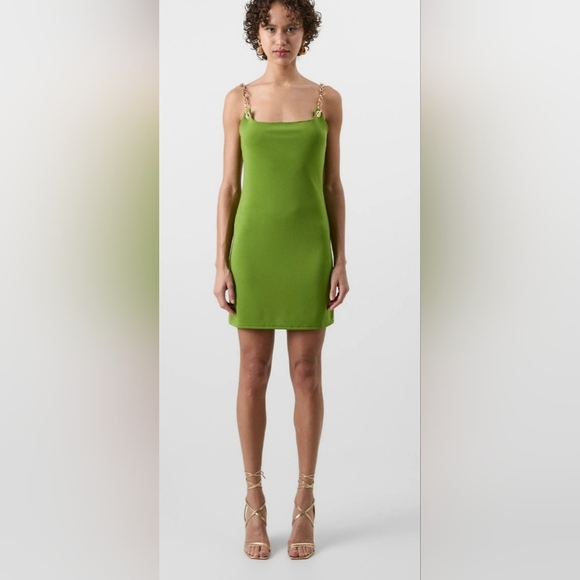 GAP x CULT GAIA Green Chain Strap Slip Mini Dress. Sz L. NWT - Picture 2 of 15
